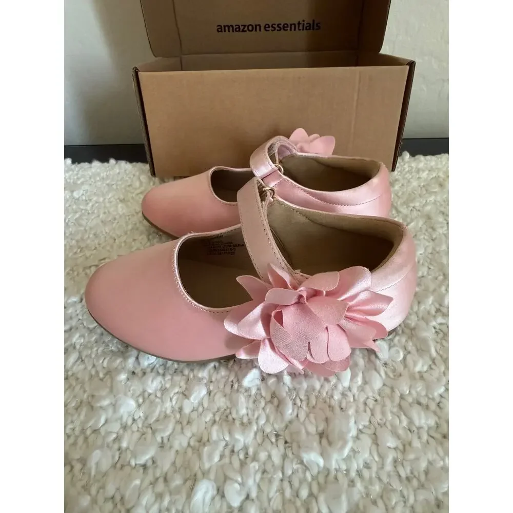 Amazon Essentials Toddler Girls Pink Flower Mary Jane Dress Shoes Size 8